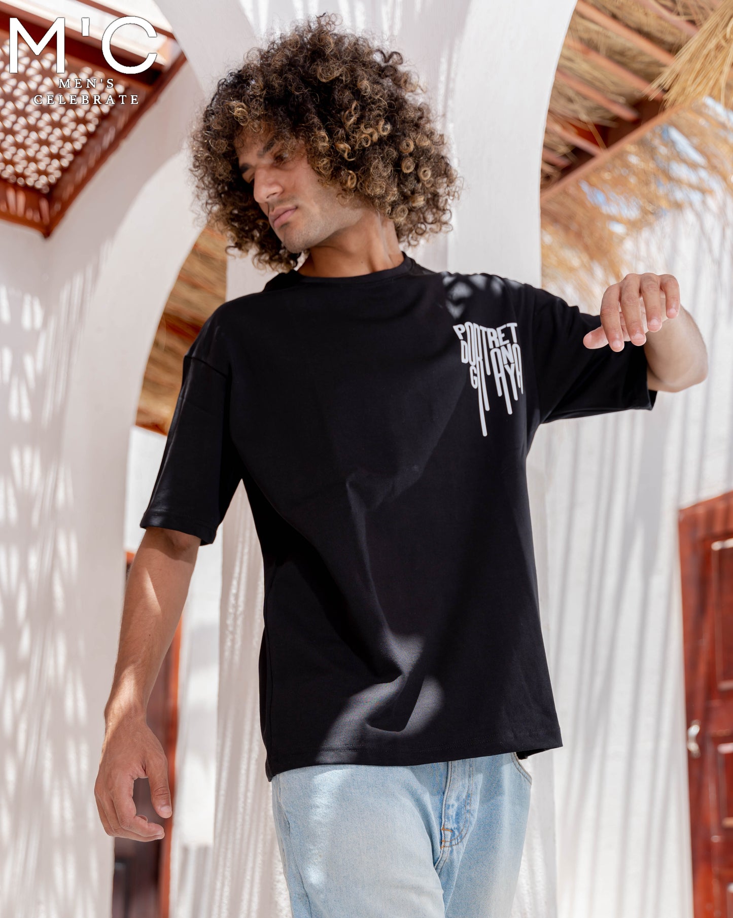 BLACK PRINTED OVER SIZE T_SHIRT