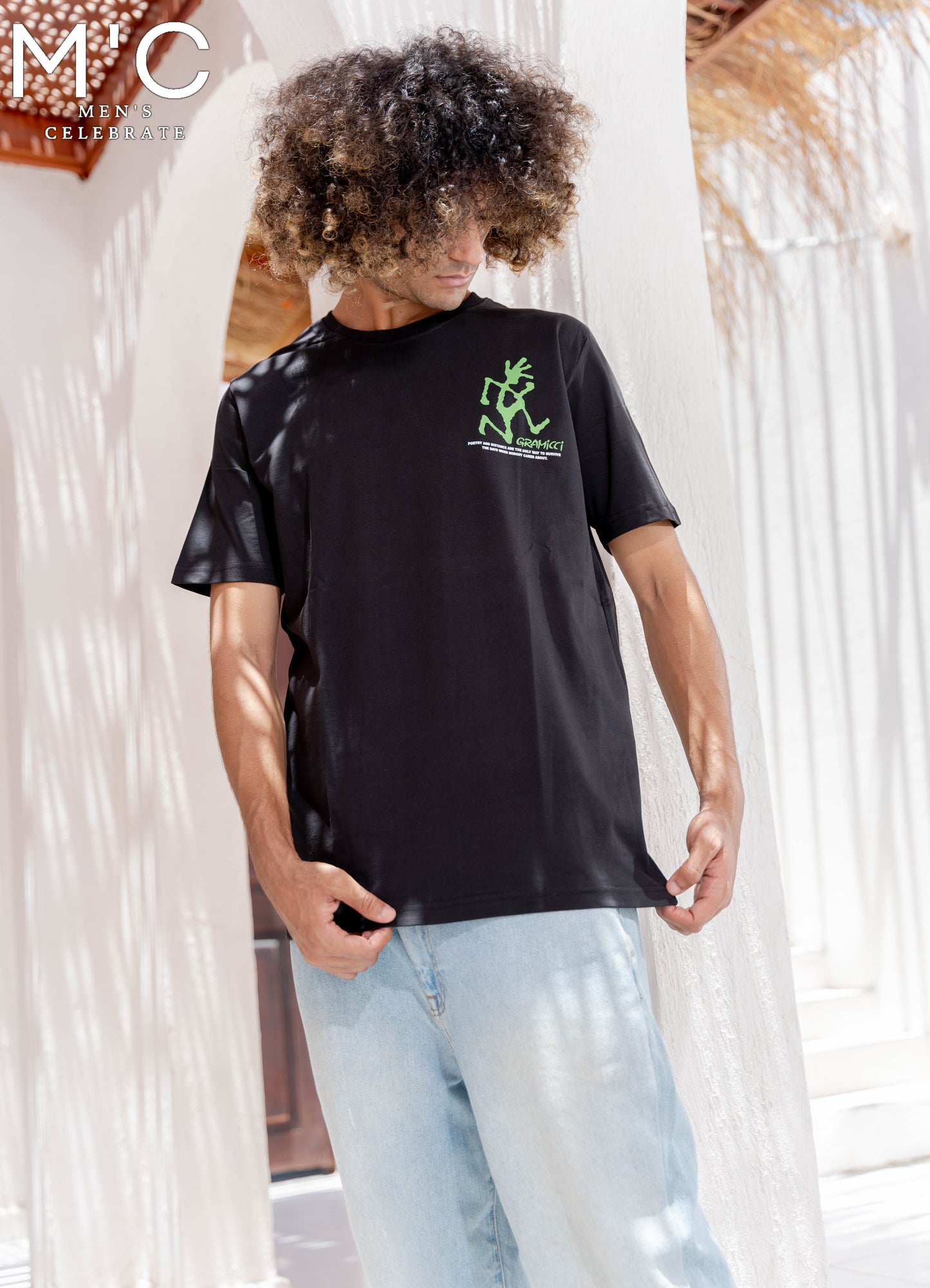 BLACK PRINTED REGULAR T_SHIRT