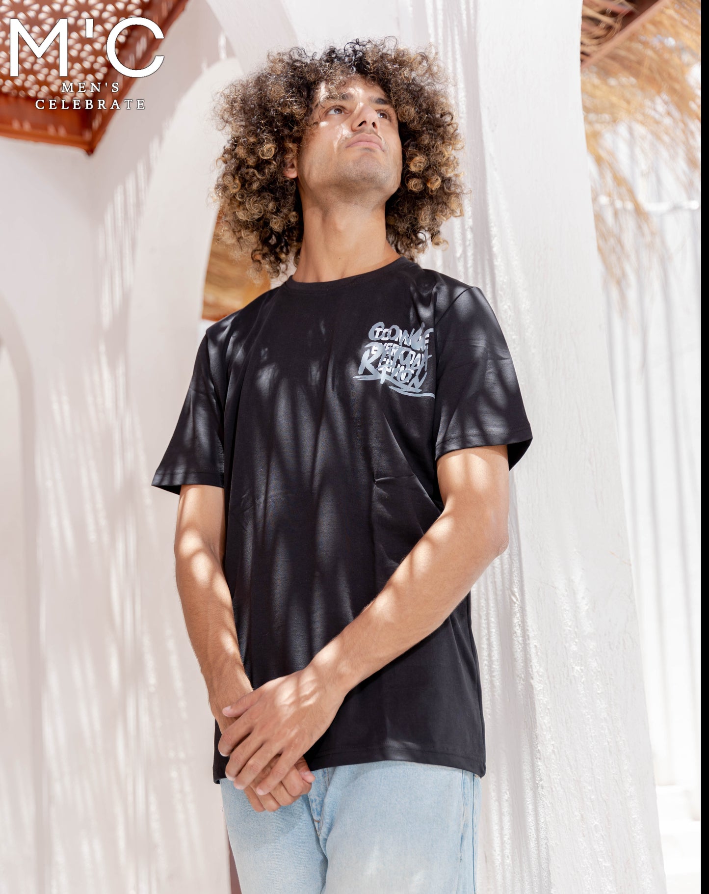 BLACK PRINTED REGULAR T_SHIRT